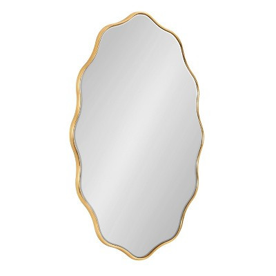 Kate & Laurel All Things Decor 24"x34" Viona Oval Scalloped Mirror Gold | Target