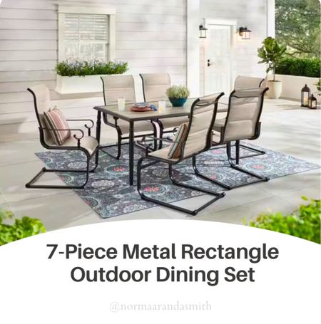 Gorgeous 7-Piece Metal Rectangle Outdoor Dining Set 

#LTKhome #LTKSeasonal