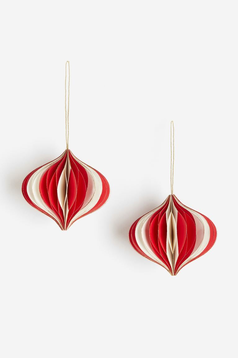 2-pack Christmas Ornaments - Red/striped - Home All | H&M US | H&M (US + CA)