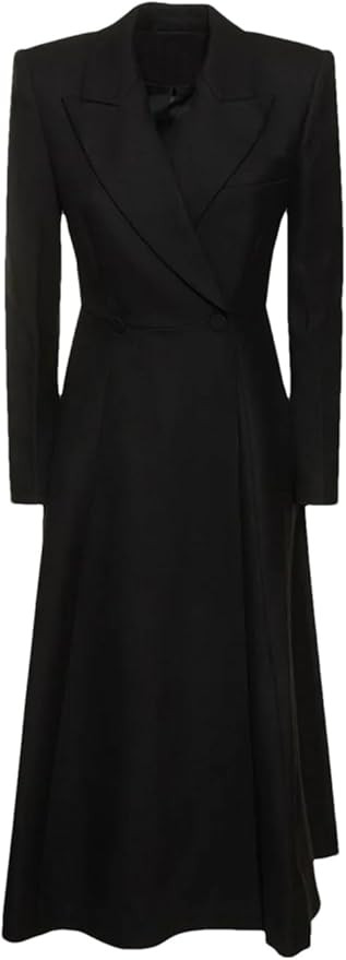 Vsadsau British Black Blazer Coats Women's Double Breasted Woolen Suit Coat High Waist A Line Ove... | Amazon (US)