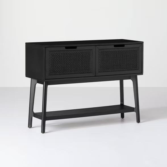 Wood & Cane Console Table with Pull-Down Drawers - Hearth & Hand™ with Magnolia | Target
