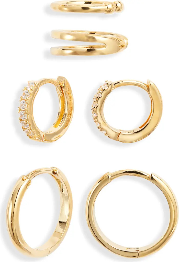 Dainty Ear Cuff & Huggie Hoop Earring Set | Nordstrom