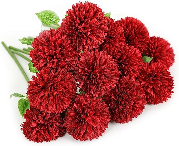 Floweroyal 12pcs Artificial Chrysanthemum Ball Flowers Silk Hydrangea Bridal Wedding Bouquet for ... | Amazon (US)