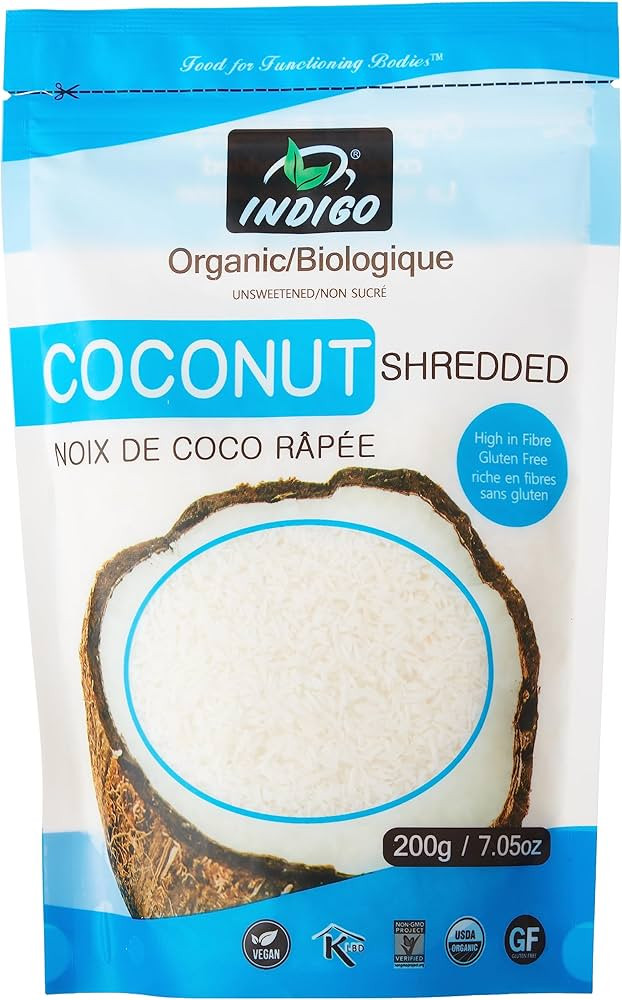 Indigo Organic Unsweetened Shredded Coconut, 200 Grams | Amazon (CA)