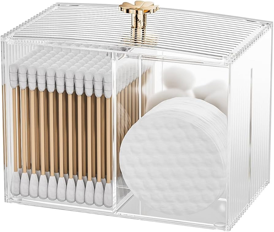Q Tip Holder for Bathroom with 3 Compartments, Cute Clear Plastic Bathroom Container Jars Caniste... | Amazon (US)