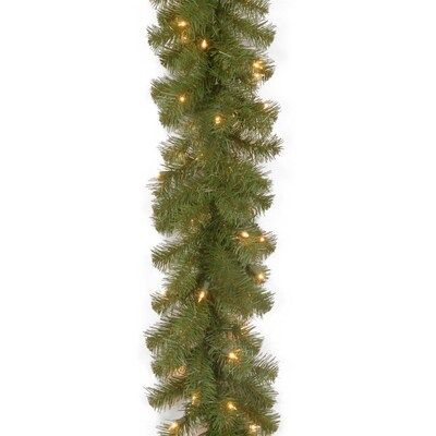National Tree Company Outdoor Pre-lit Electrical Outlet 9-ft Spruce Garland with White Incandesce... | Lowe's