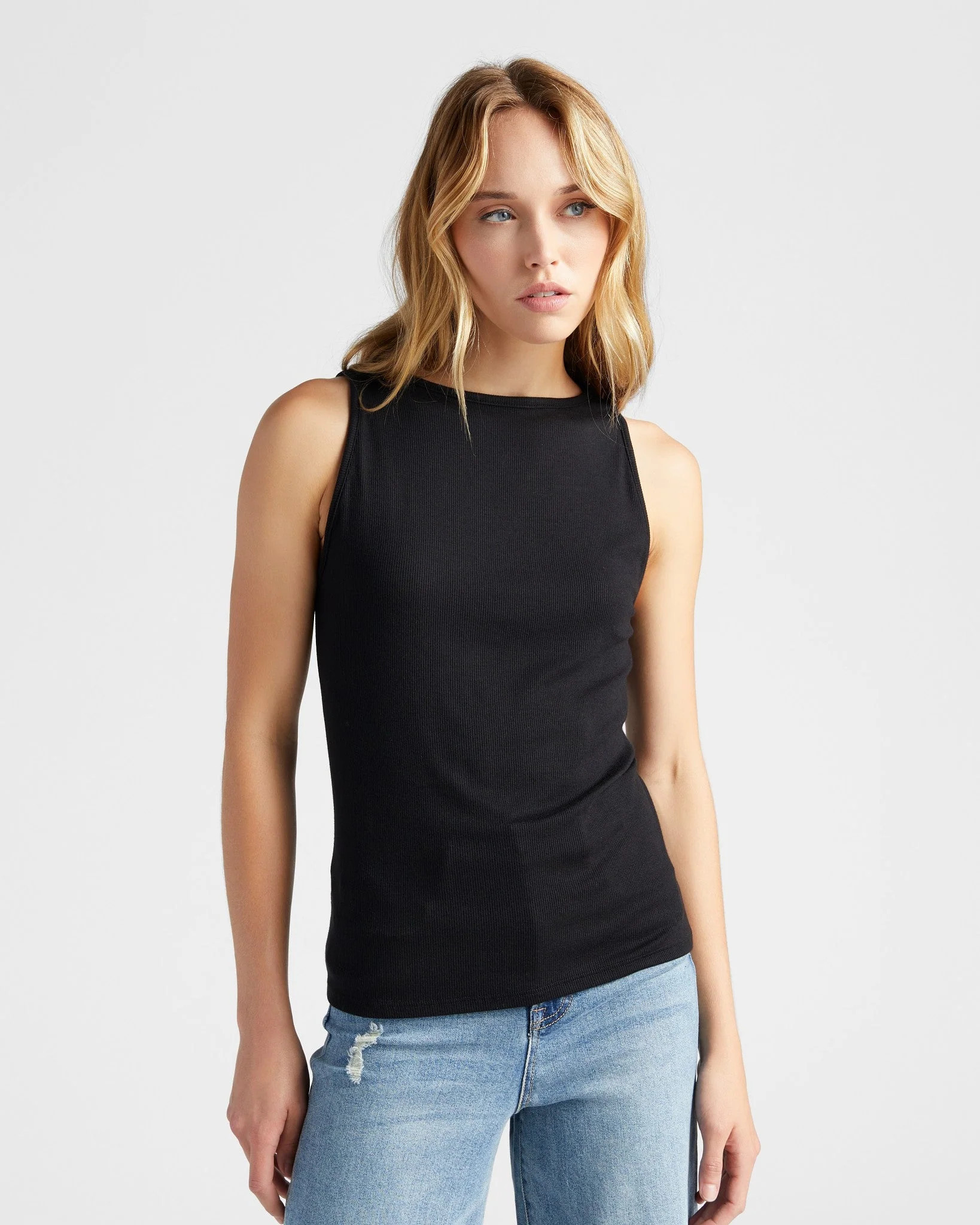 Boat Neck Tank - Black / S | Seventy Eight and Sunny