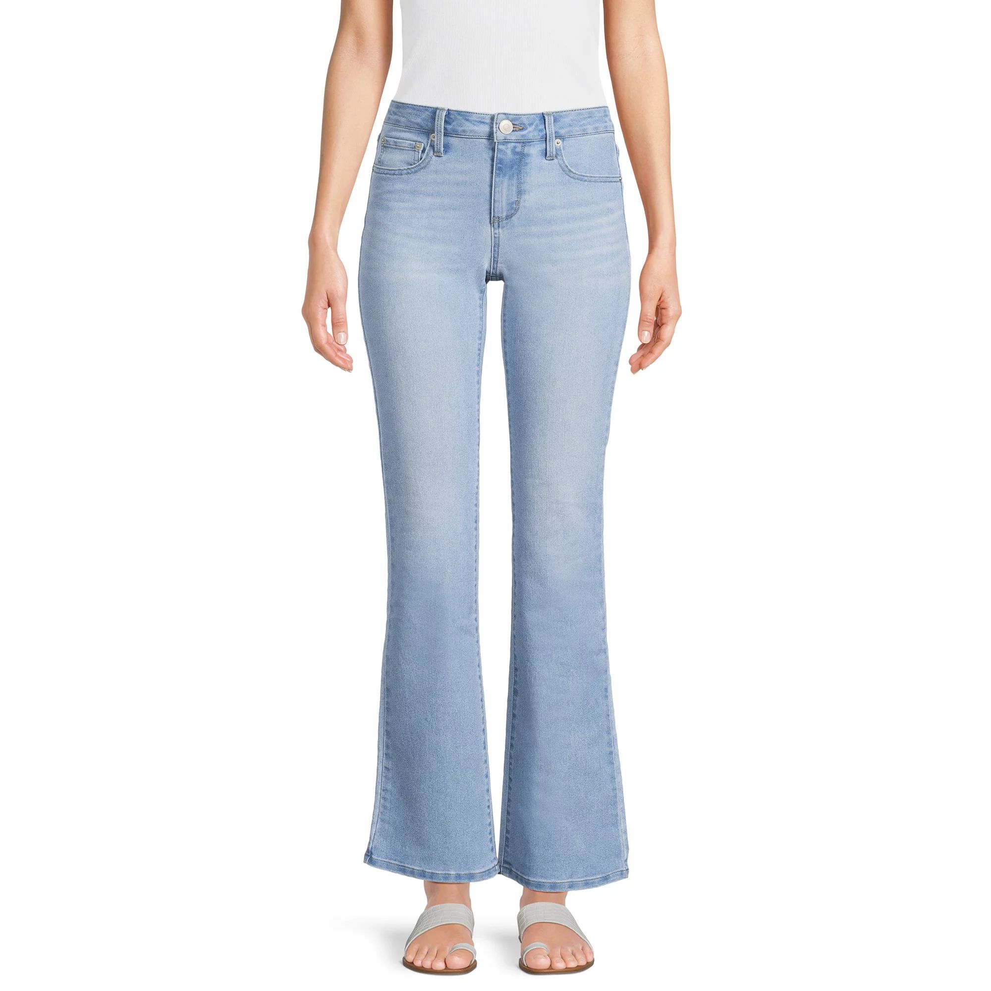 No Boundaries Women's Juniors Mid Rise Bootcut Jeans, Sizes 1-21 | Walmart (US)