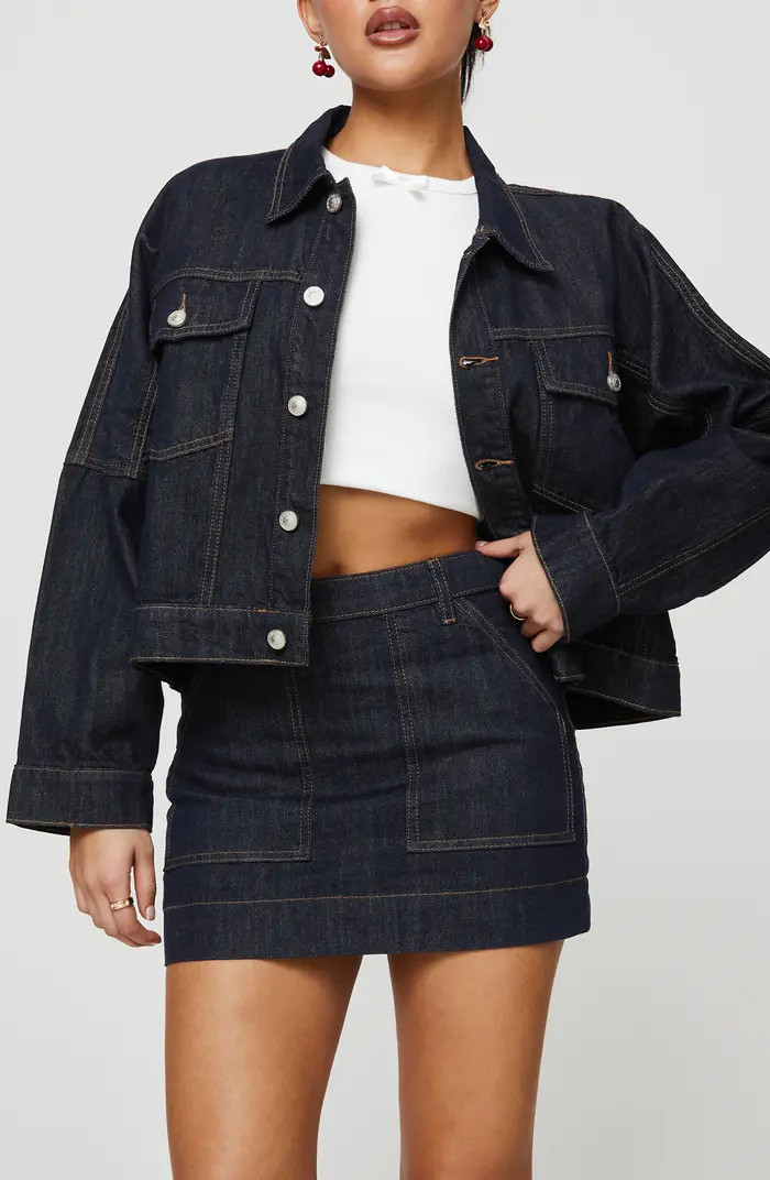 Princess Polly Hughes Boxy Crop Denim Jacket | Nordstrom | Nordstrom