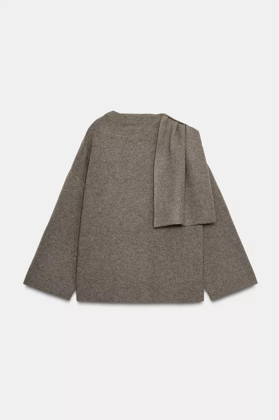 SHORT KNIT COAT WITH SCARF | Zara UK