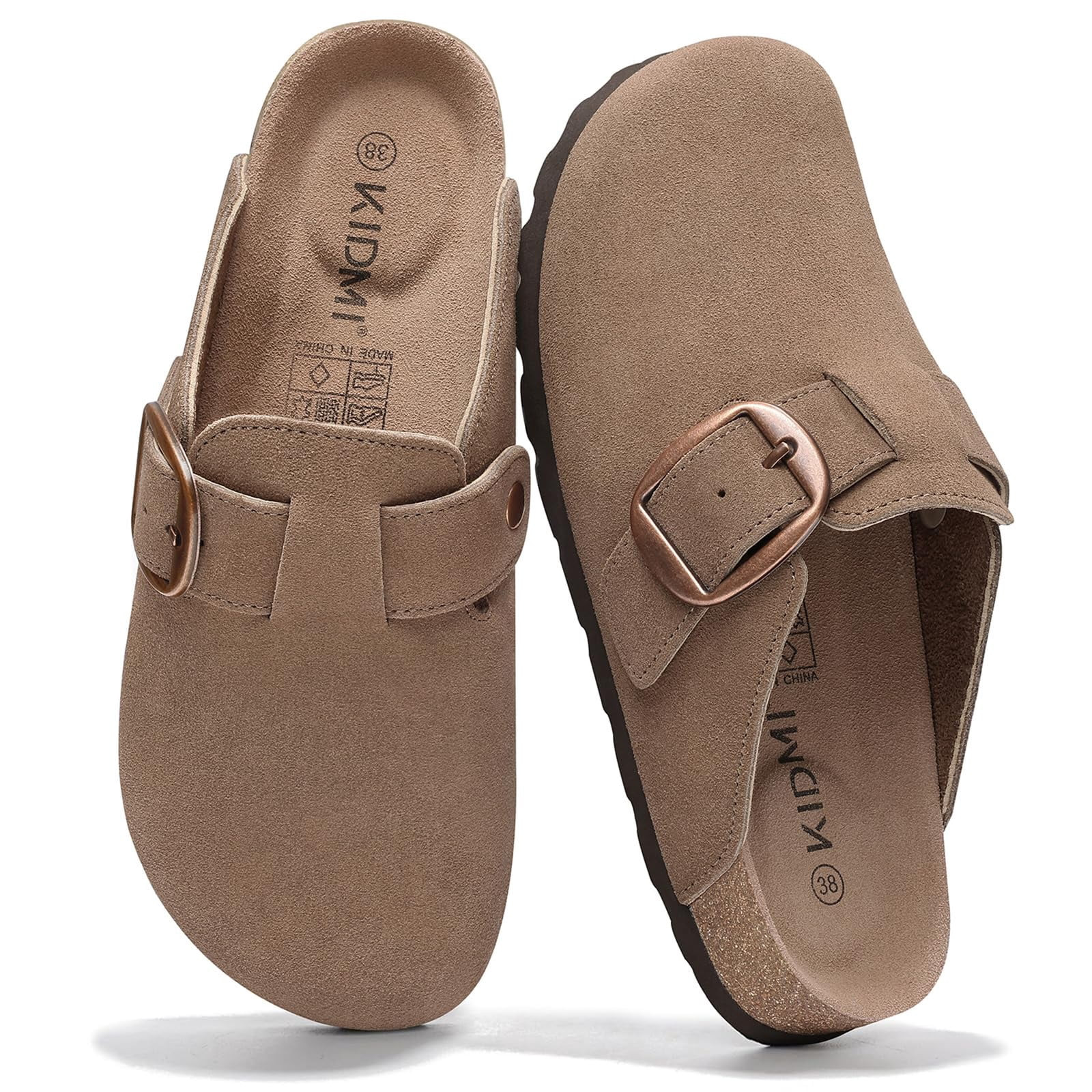 Comwarm Genuine Suede Clogs for Women, Memory Foam Cork Footbed Potato Slip on Leather Shoes, Mocha | Walmart (US)