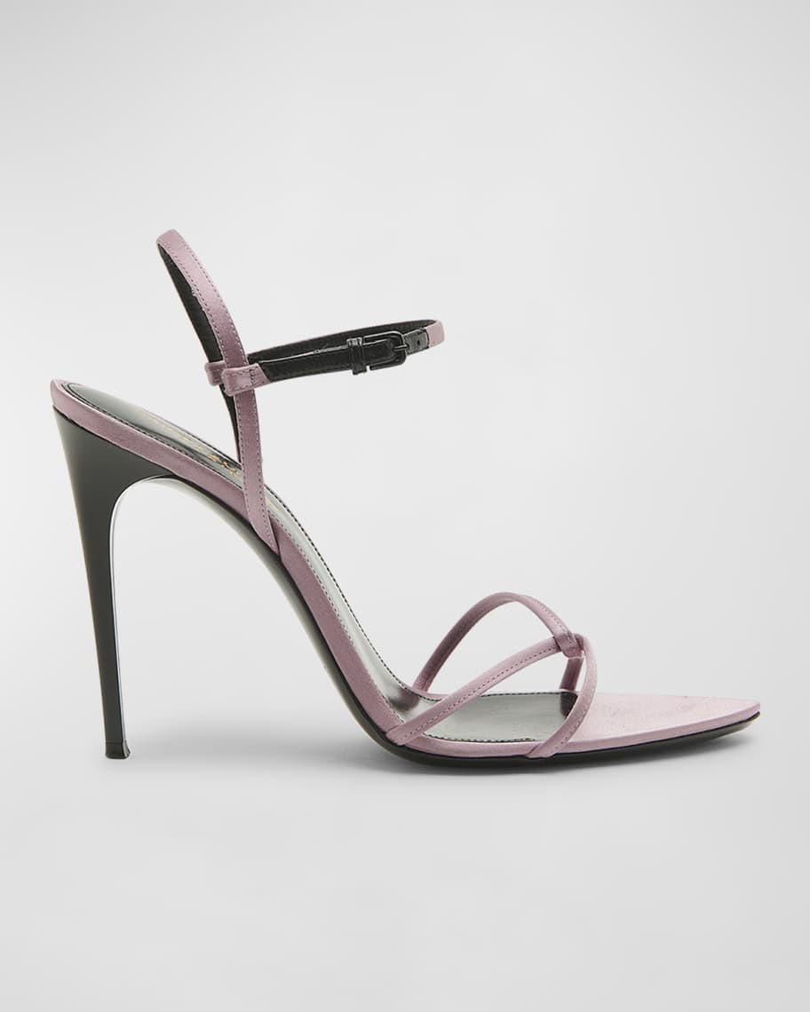 Saint Laurent Gippy Silk Ankle-Strap Sandals | Neiman Marcus