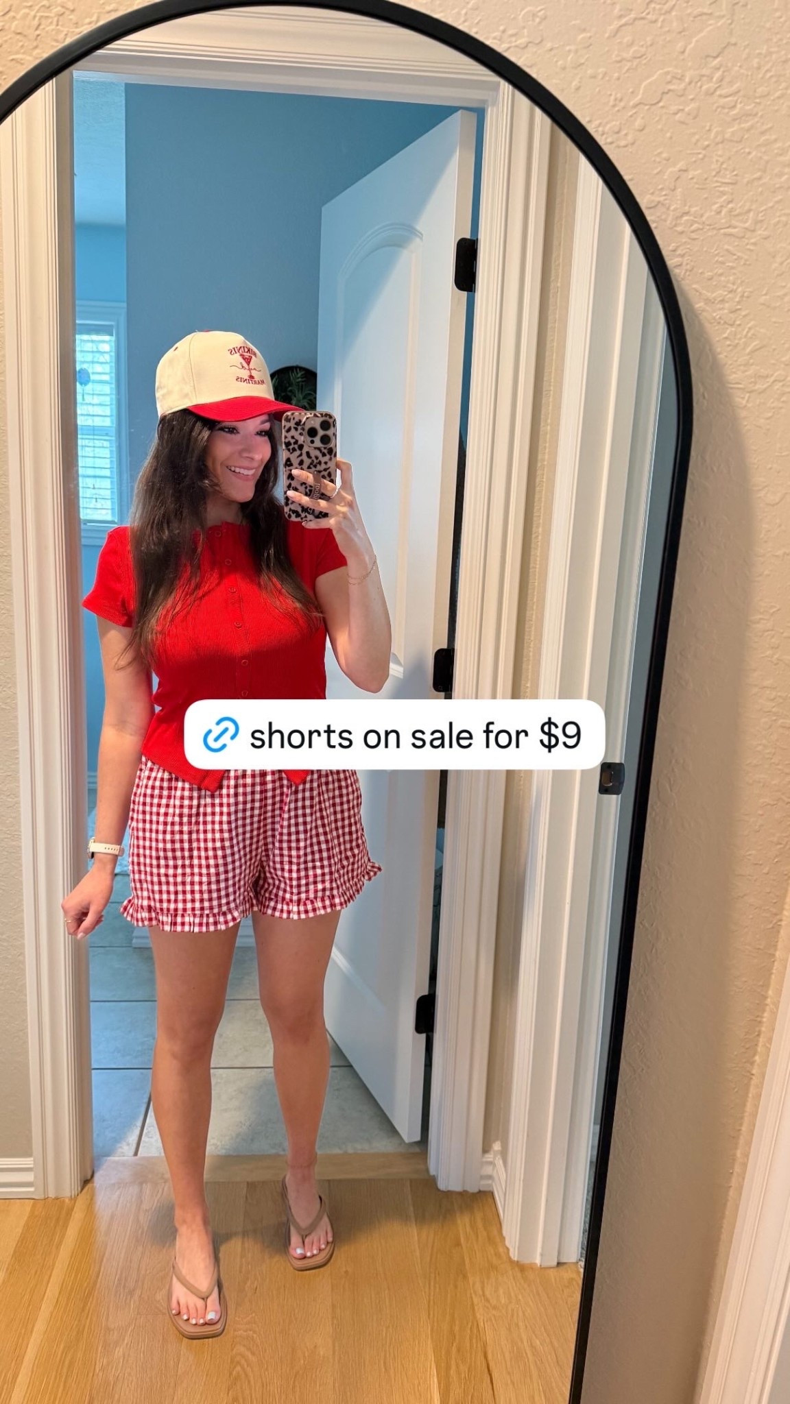 Will definitely be wearing this outfit on repeat this spring and summer! Love anything gingham and the ruffle edges are so cute!! 

Ball cap, hat, shorts, red outfit, spring style, summer outfit, outfit ideas, outfit inspo 2026, ootd, 

#LTKU #LTKootd #LTKSaleAlert