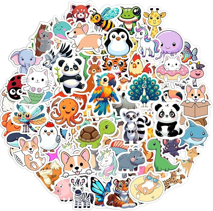 RINOLY 100 PCS Water Bottle Stickers for Kids,Waterproof Vinyl Animal Stickers for Kids,Skateboar... | Amazon (US)