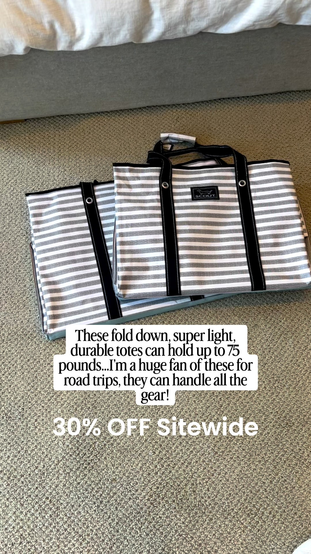 Cyber Monday sale 30% off site!  The absolute best carry all totes I use for laundry, road trips, basically everything.  They fold them flat and have a super durable bottom and will hold up to 75 pounds.

#MomEssentials #MomTote #OversizedTote #StorageTote #TravelBag 

#LTKGiftGuide #LTKCyberWeek #LTKmomlife