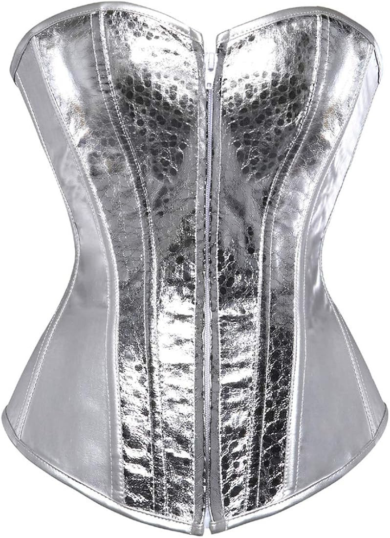 Kranchungel Corsets for Women Plus Size Faux Leather Steampunk Corset Top Zipper Bustier | Amazon (US)