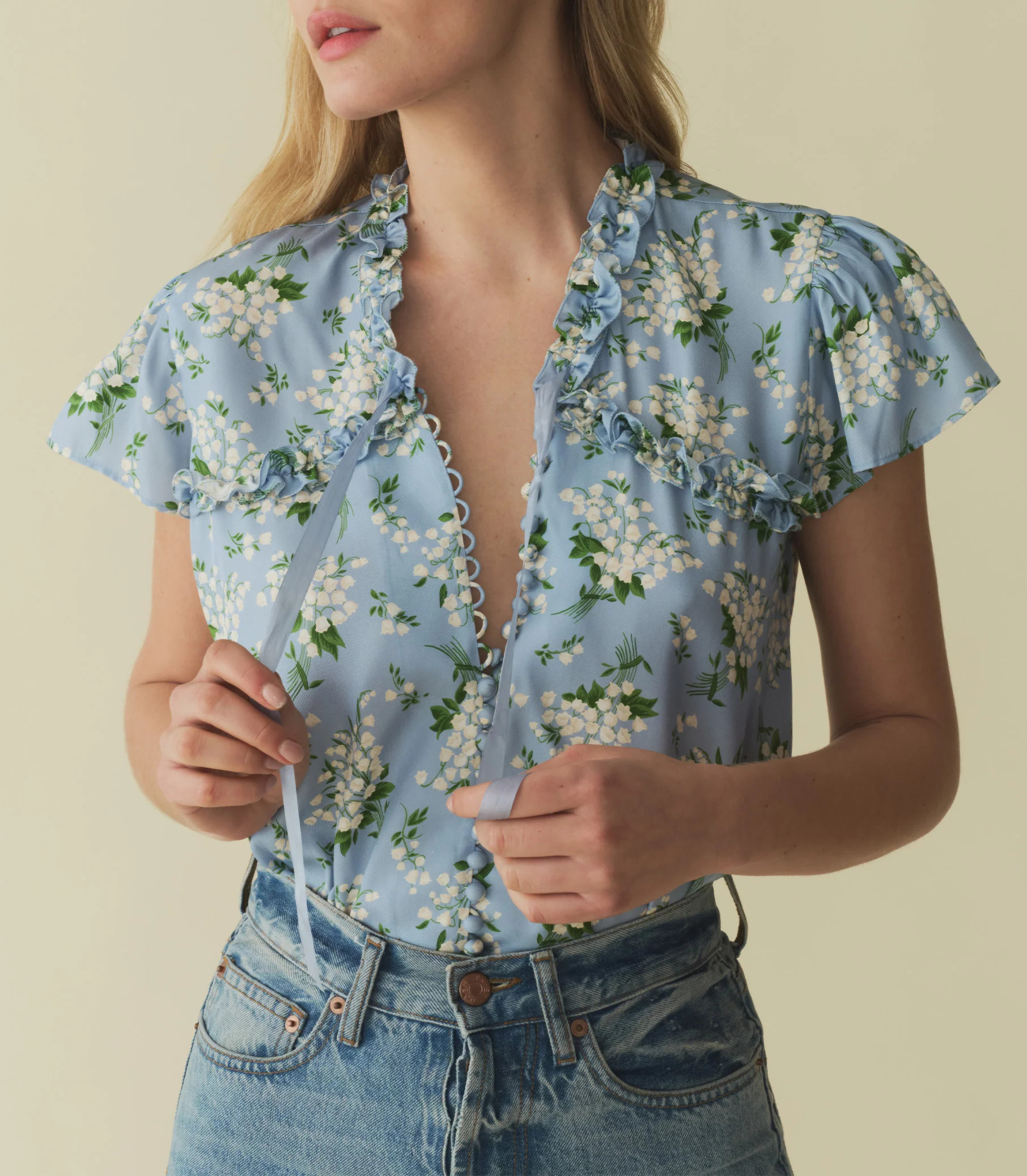 OPALINE TOP -- SKY MAY BELL FLORAL | DOEN