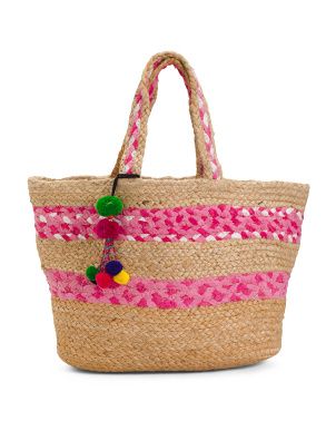 Oversized Jute And Woven Beach Tote | TJ Maxx
