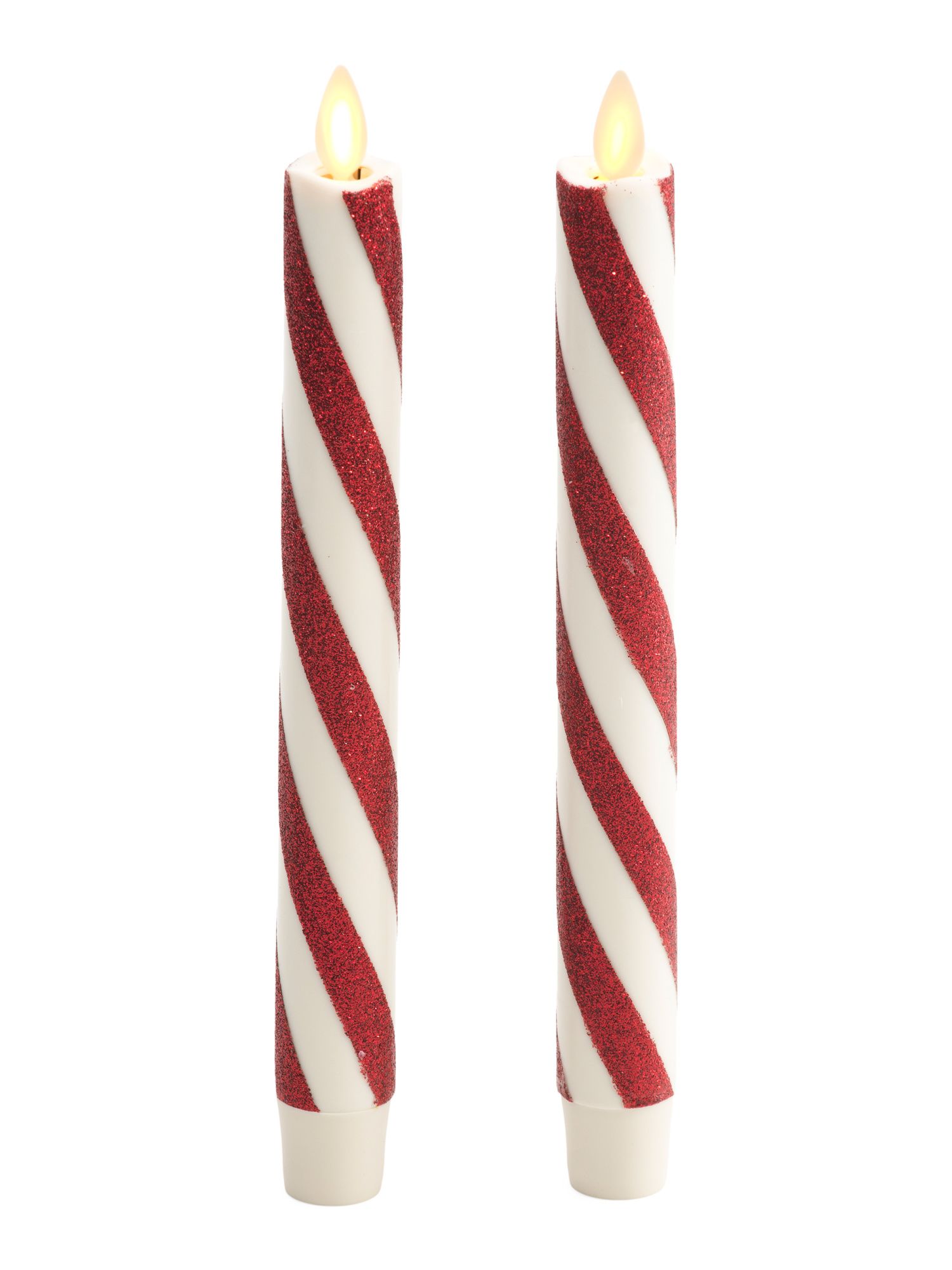 Set Of 2 Melted Glitter Swirl Moving Flame Taper Candles | TJ Maxx