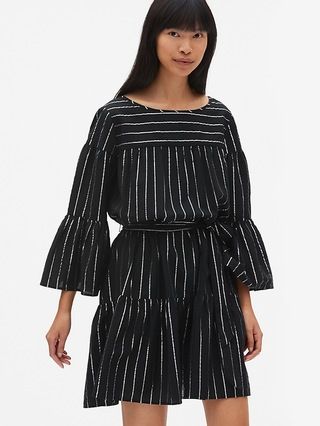 Metallic Stripe Bell-Sleeve Flutter Dress | Gap US