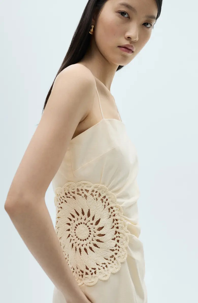 MANGO Floral Crochet Sleeveless Midi Dress | Nordstrom | Nordstrom