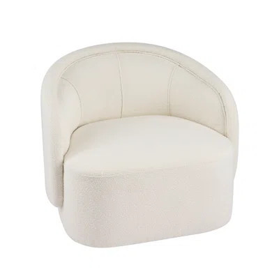 Cream Accent Chair With Curved Boucle, Ergonomic Comfort And Sturdy Construction For Modern Interiors | Wayfair North America