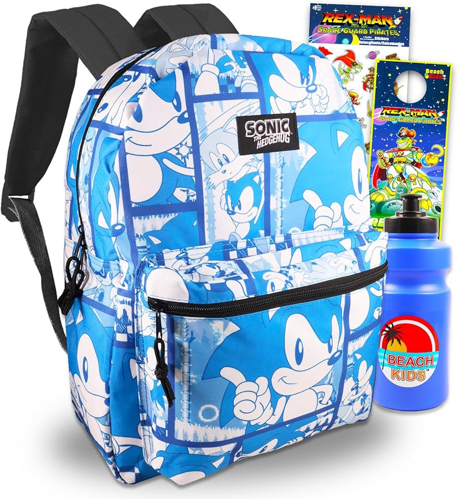 Sonic the Hedgehog Backpack for Kids Set - Bundle with 16" Backpack with Stickers, Water Bottle, ... | Amazon (US)