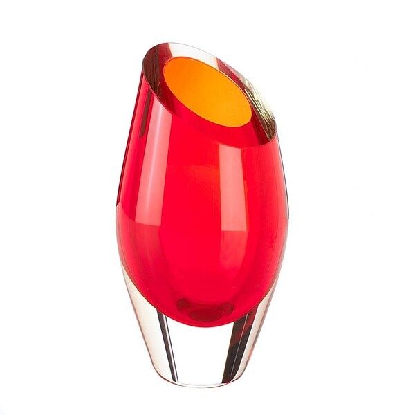 Angled Red Glass Vase | Bed Bath & Beyond