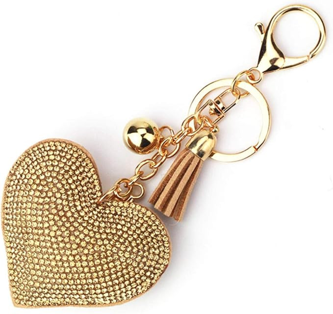 AOYEZIUS Rhinestone Tassel Key Ring Heart Shape Keychains Bling Clasp for Backpack Handbag Bag Pu... | Amazon (US)