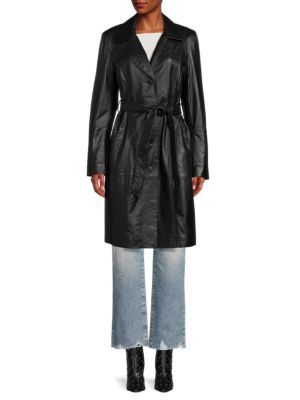 Belted Leather Coat | Saks Fifth Avenue OFF 5TH