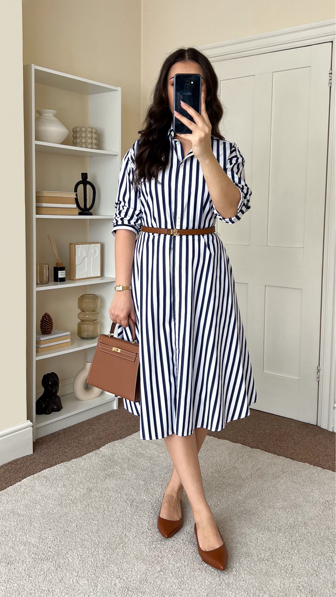 Smart casual summer dress. Dress is Ralph Lauren, wearing size UK10. Flats are Ralph Lauren. Bag is Tote Luxe Uk.

#LTKuk #LTKeurope #LTKsummer