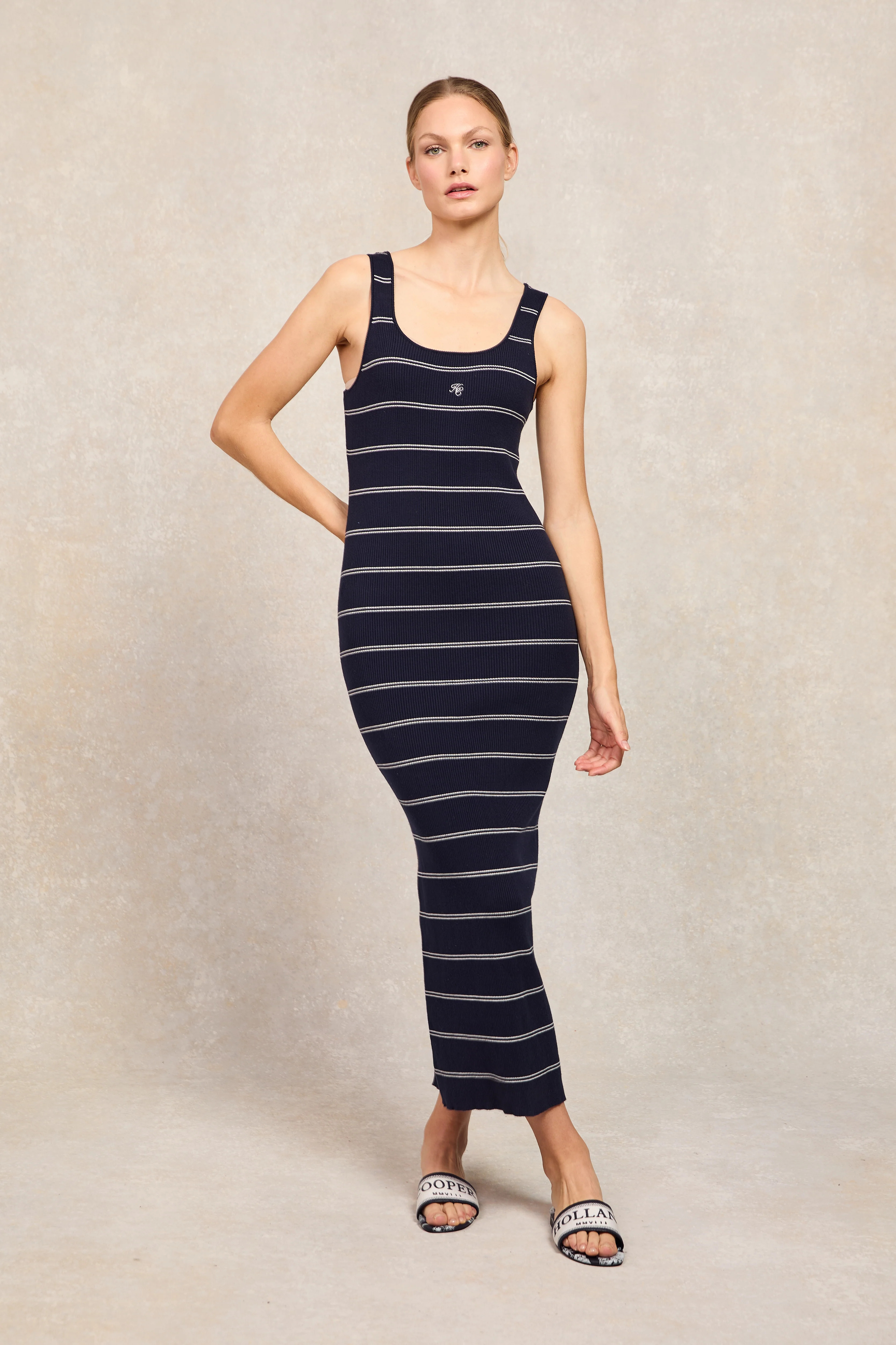 Juliet Maxi Dress (Ink Navy Stripe) | Holland Cooper