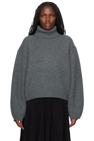 Gray Ribbed Turtleneck | SSENSE