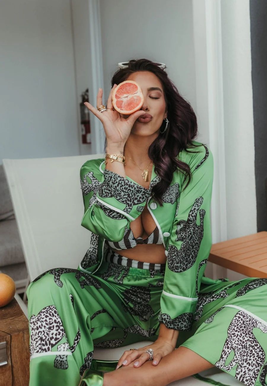 Morning Matcha Green Luxe Pajama Set | KC Chic Designs