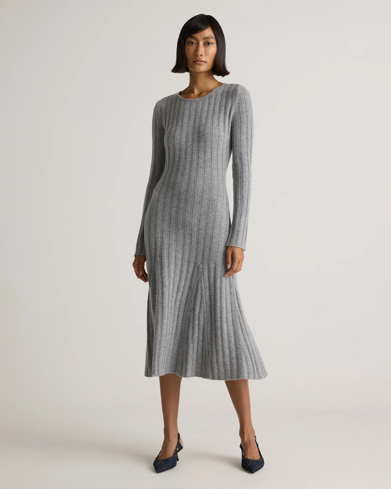 Mongolian Cashmere Wide-Rib Midi Dress | Quince