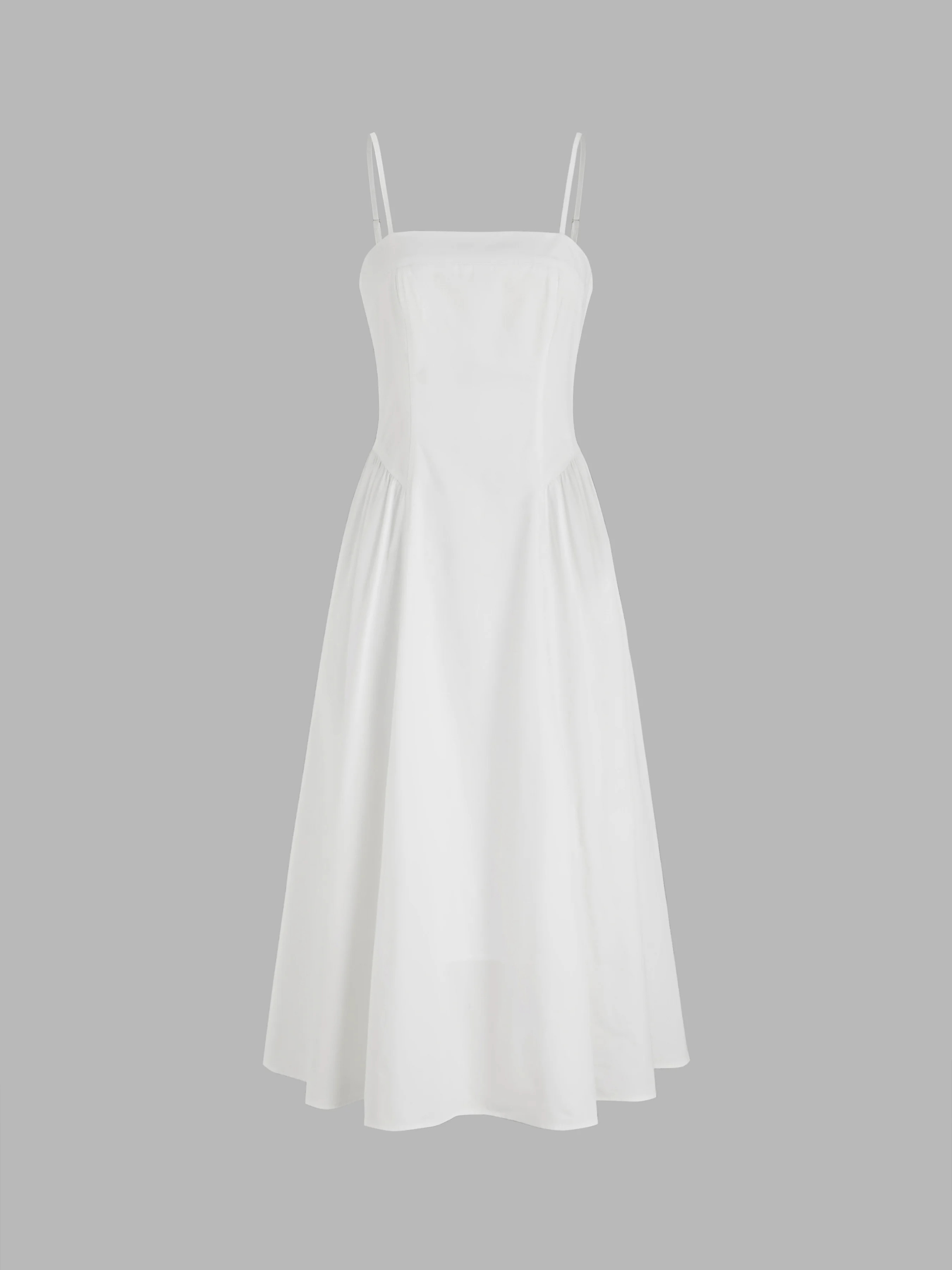 Slip Dress Woven Woven Square Neck Solid Ruffle Hem Midi Dress For School | Cider
