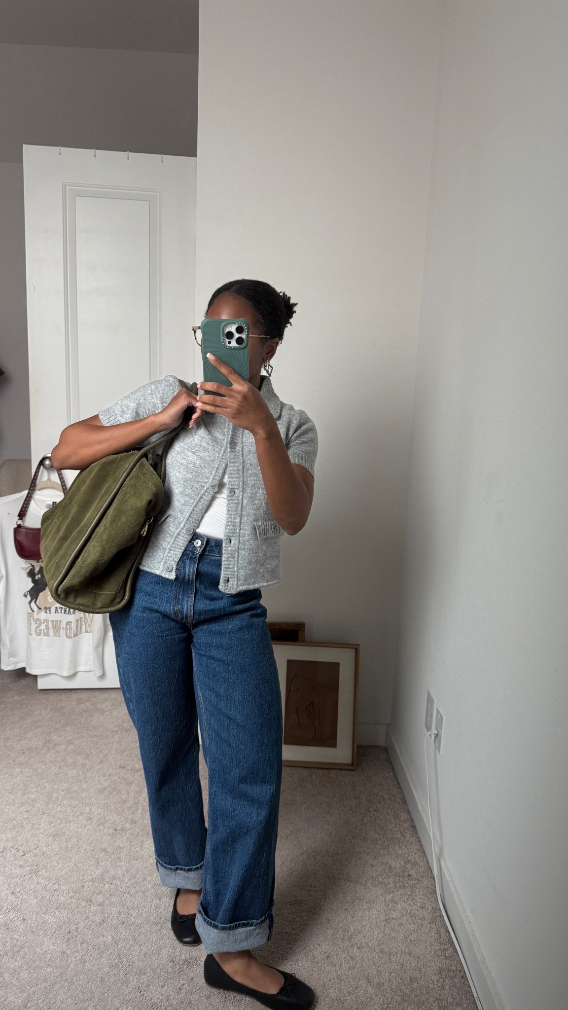 casual spring outfit, grey cardigan, jeans, denim, green bag, suede

#LTKStyleTip #LTKPetite #LTKSeasonal