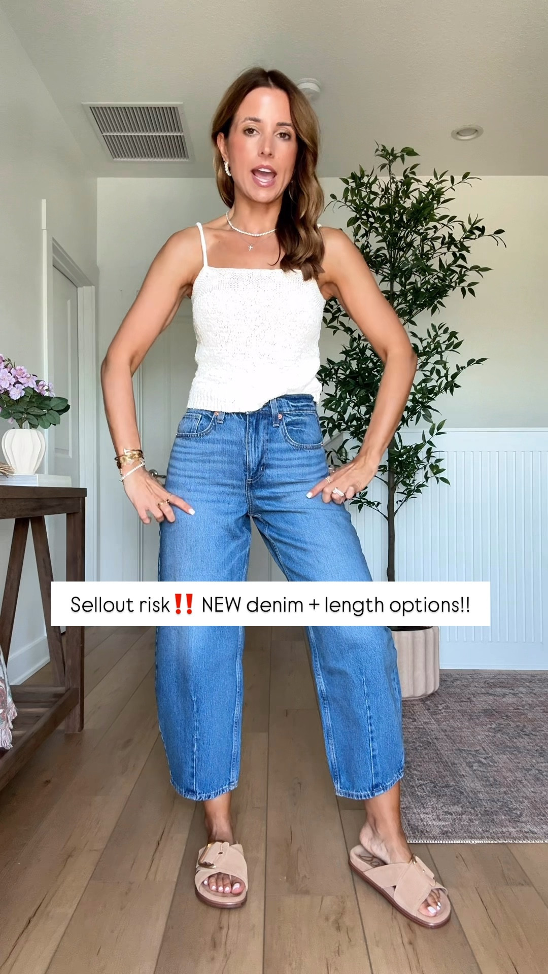 New Target arrivals. New spring arrivals. Spring outfits. Summer outfits. Resort wear. Barrel jeans in 00 short. XS in sweater tank. Mom outfit. Elevated casual outfit. Buckle slides are TTS. 

#LTKgrwm #LTKootd #LTKPetite