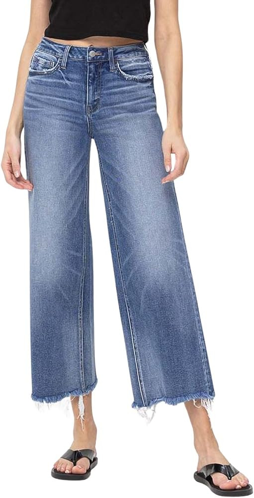 Flying Monkey Women's High-Rise Crop Wide Leg Jeans in Sagacity | Amazon (US)
