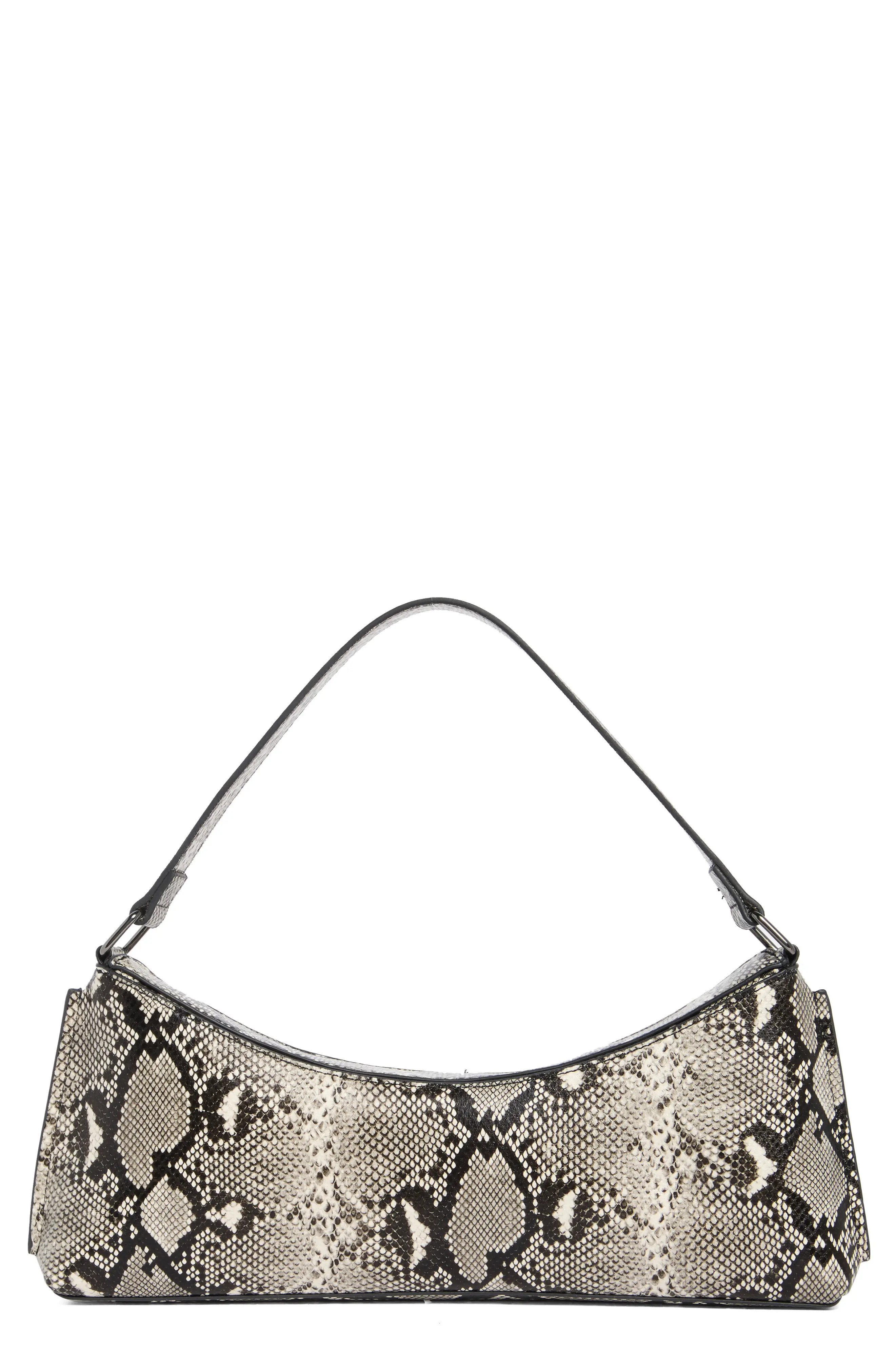 BCBG Snakeskin Embossed Faux Leather Shoulder Bag in Black White Snake at Nordstrom Rack | Nordstrom Rack