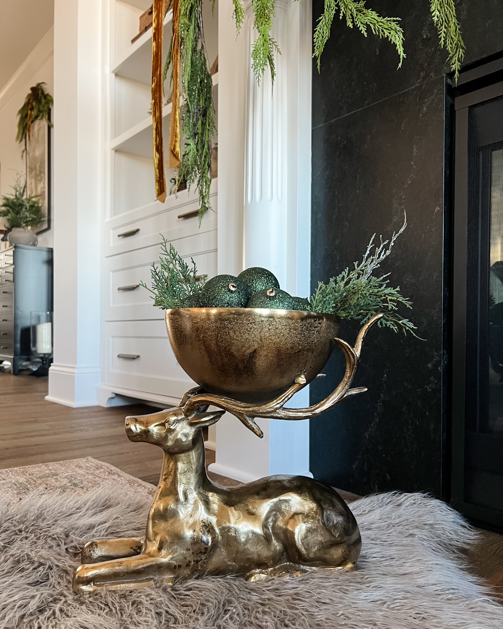 I brought my stag bowl out this week. Nothing in it yet, but it sure is pretty just sitting by my fireplace. I love it for winter and the holidays! Nice size for floor or table. 

 #LTKSeasonal #LTKHome #LTKSaleAlert
