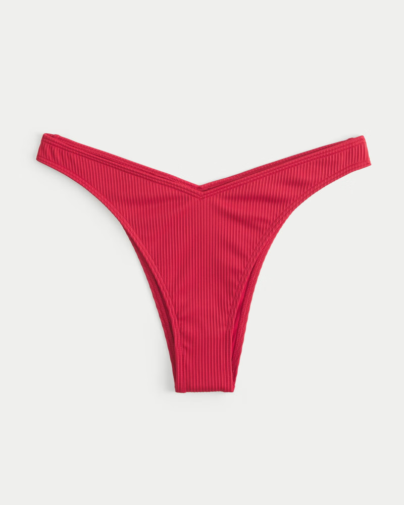 Ribbed V-Front High-Leg Cheekiest Bikini Bottom | Hollister (US)