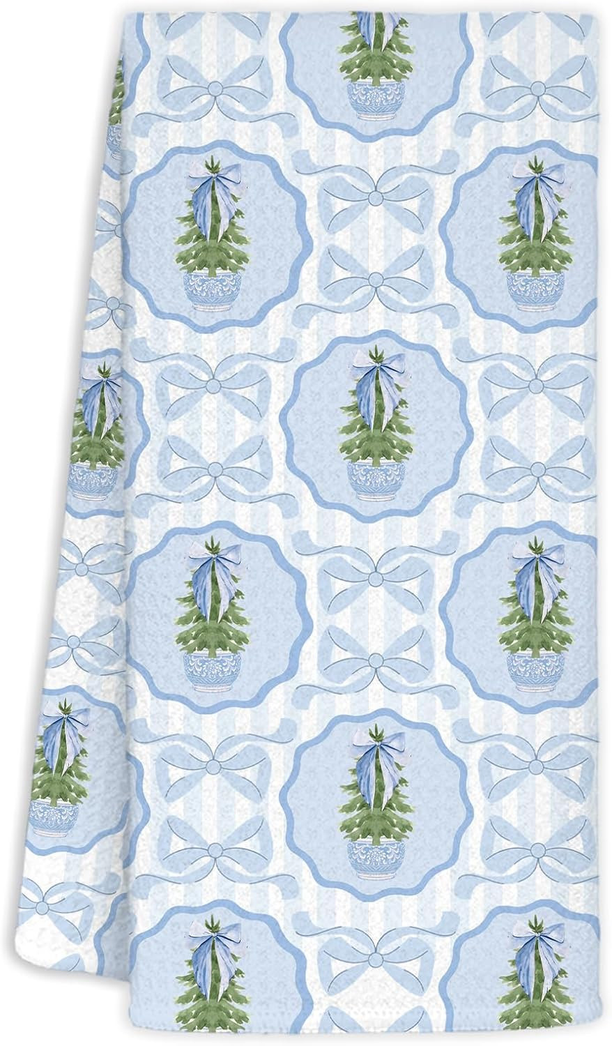 Christmas Chinoiserie Kitchen Towels Decor,Blue Bow Coquette Christmas Tree Towels Gifts,Blue Christmas Hand Towels for Bathroom Kitchen,Grandmillennial Decor,16x24 Inches | Amazon (US)