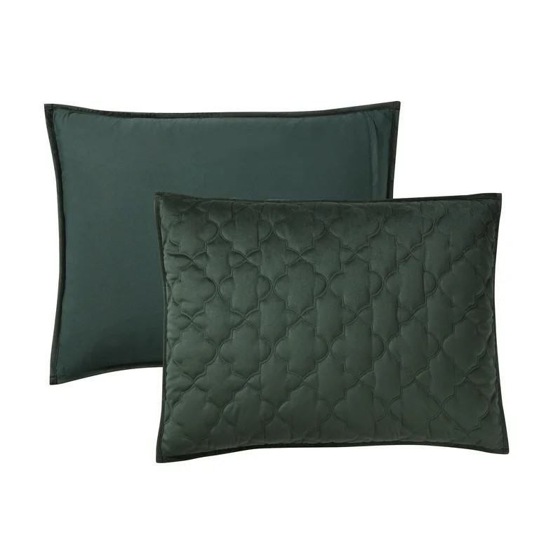 My Texas House Charlotte 3-Piece Trellis Velvet Quilt Set, Full/Queen, Kombu Green | Walmart (US)