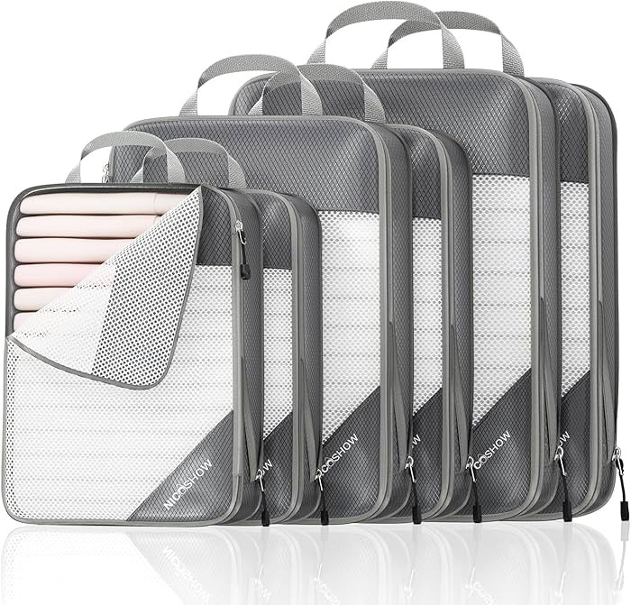 6 Set Compression Packing Cubes for Travel - Compressible, Lightweight, and Space-Saving Packing ... | Amazon (US)