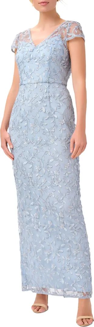 Embroidered Column Gown | Nordstrom