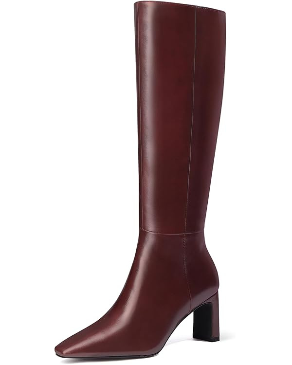 Knee High Boots - Boots for Women Tall Boots Chunky Heel Square Toe Fall Long Boots with Side Zip... | Amazon (US)