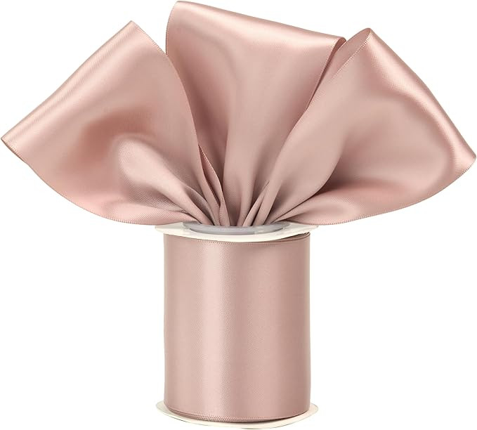 Dusty Rose Ribbon 3 Inch Double Faced Satin Ribbon Sash Ribbon Thick Dusty Pink Silk Ribbon for W... | Amazon (US)