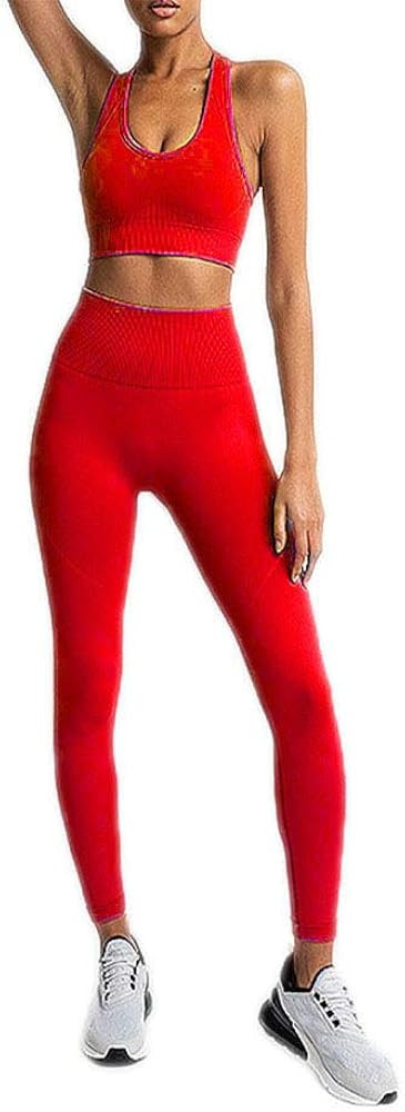 Hotexy Women's Workout Outfit 2 Pieces Seamless Yoga Leggings with Sports Bra Gym Clothes Set | Amazon (US)