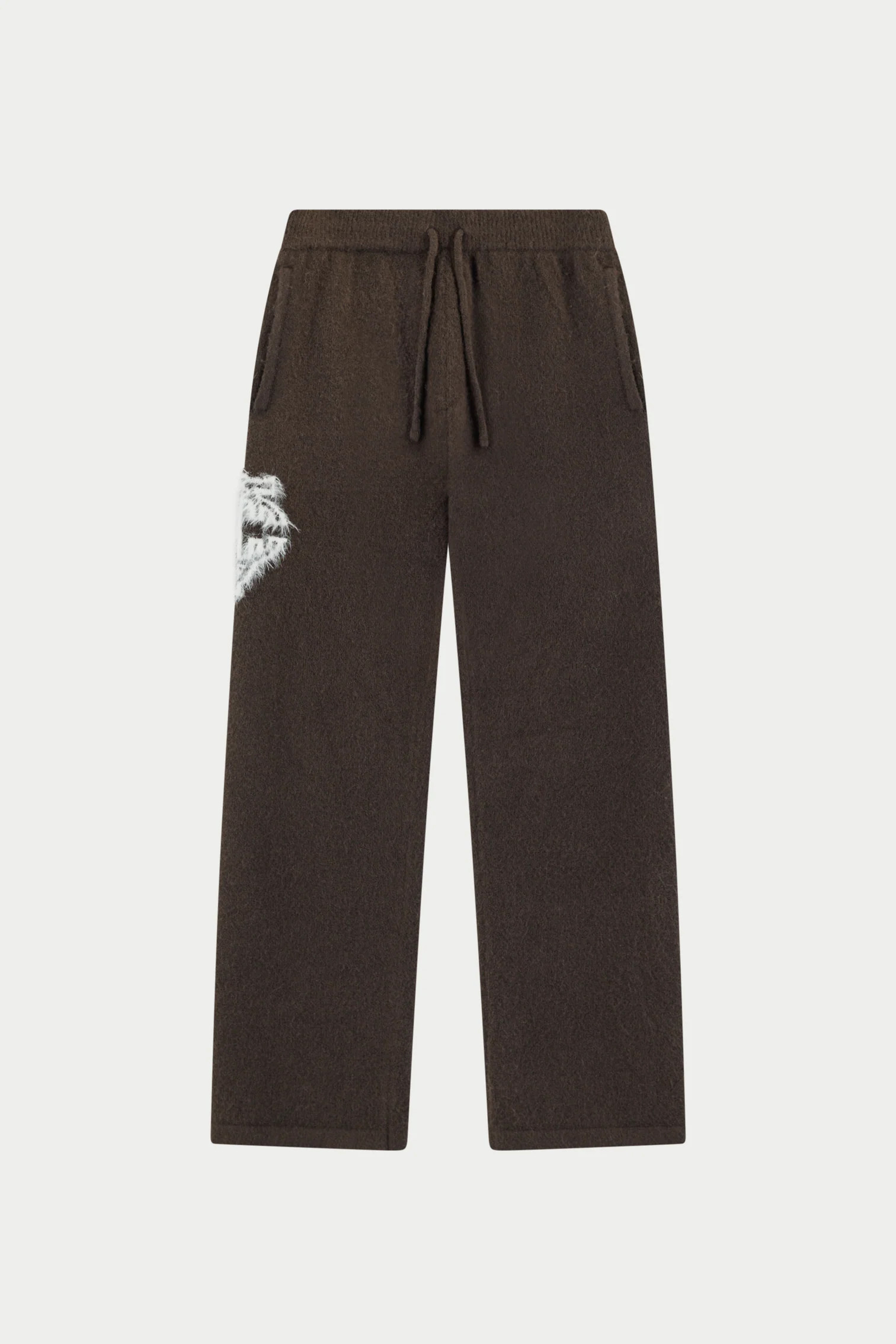 MONOGRAM FLUFFY KNIT JOGGERS - BROWN | The Couture Club